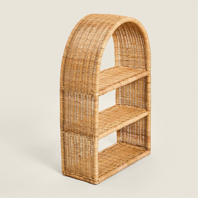 Estantes laminados tejidos de caña estantes de tres capas estantes de pared estantes de sala de estar dormitorio baño decoración del hogar estantes de almacenamiento