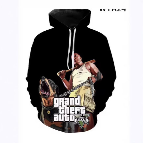 2024 New 3D Print Grand Theft Auto Game Gta 45 Print Hoodie Men's…