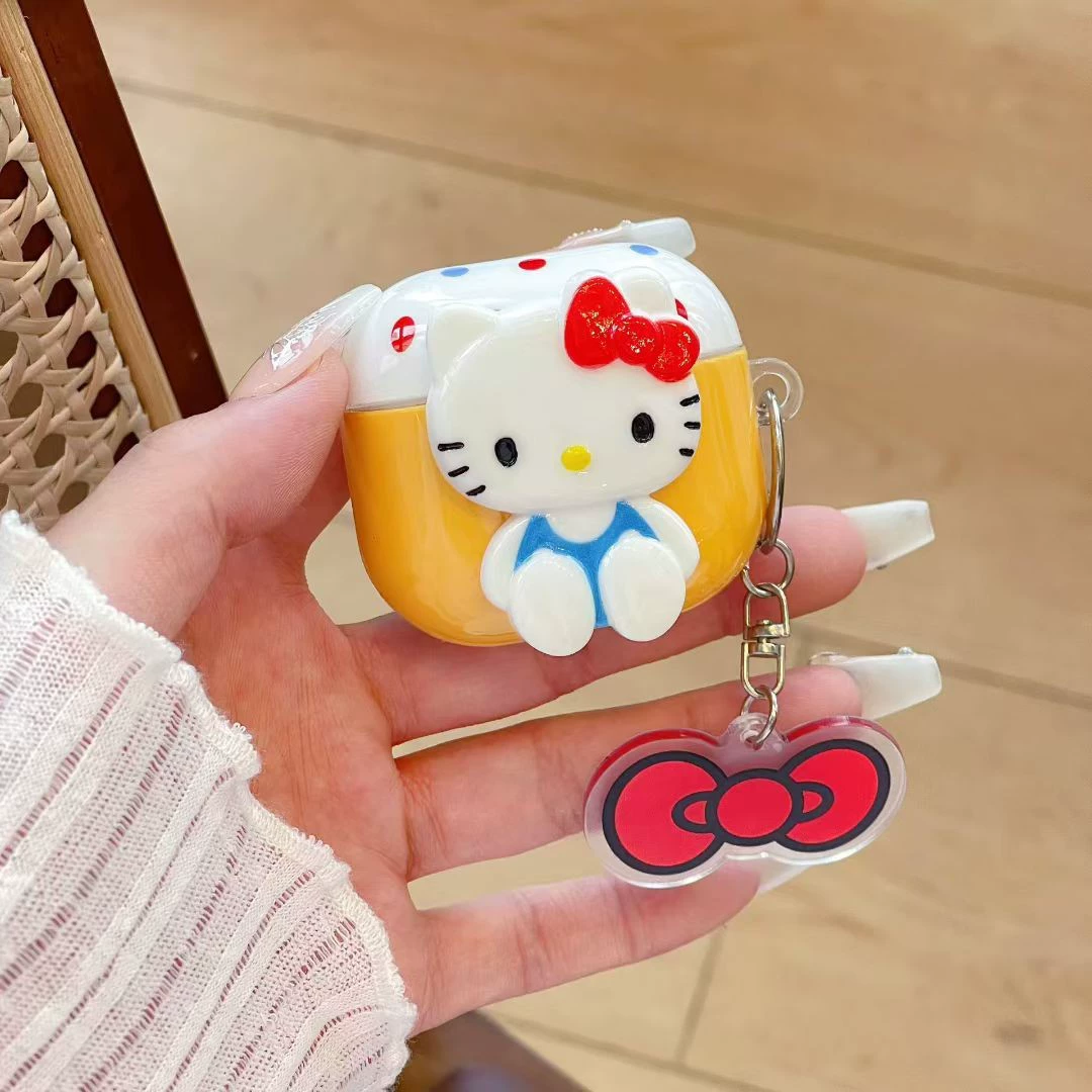 Hello kitty, apple, headphones, protective case, iPhone23 Pro, keychain, fall protection