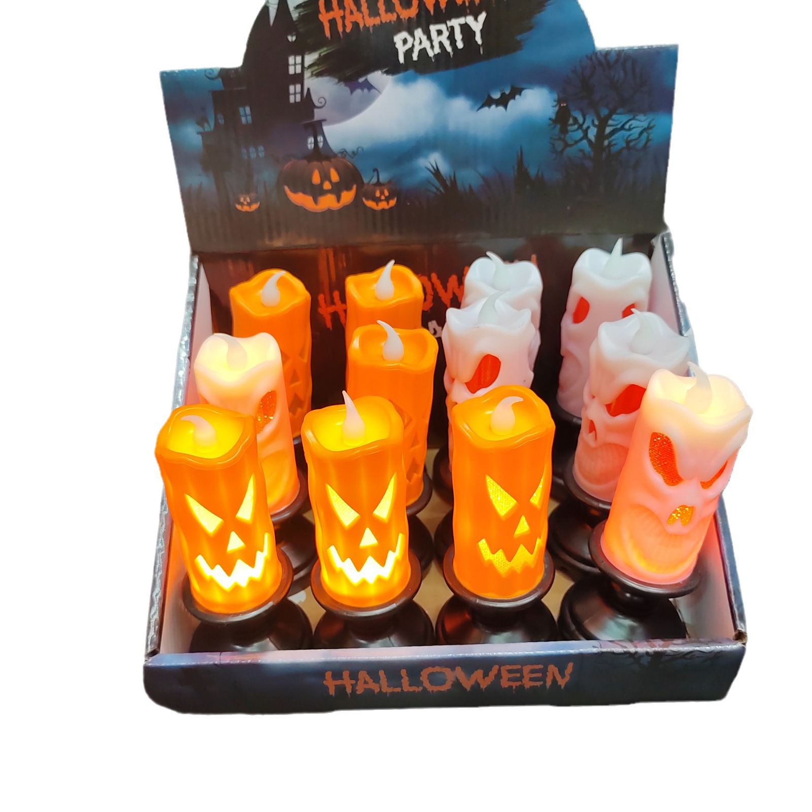 Decoración de Halloween calabaza lámpara de vela LED lámpara de vela electrónica accesorios de decoración horror lámpara de calavera adornos de vela