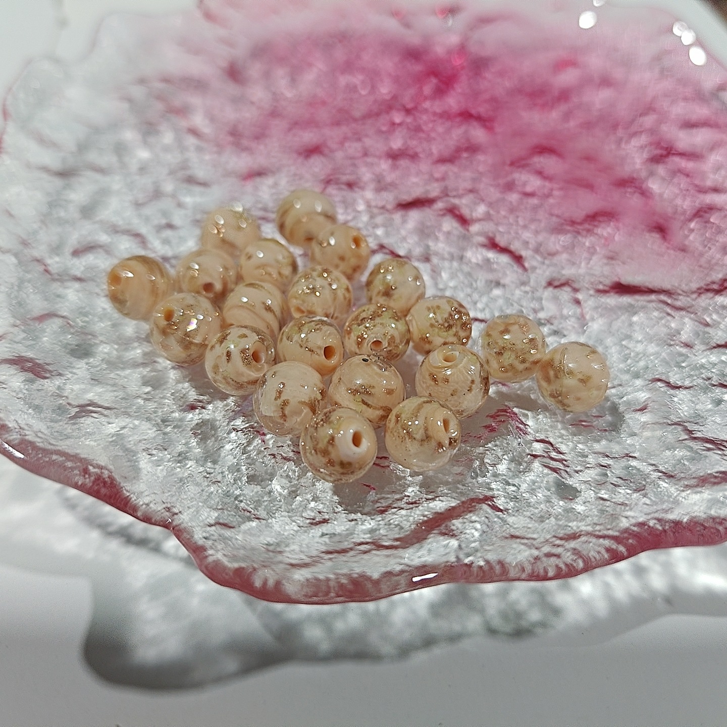 Cuentas de vidrio de arena de oro luminoso perlas sueltas cuentas redondas de cristal accesorios de la joyería de bricolaje pulsera material pulsera de cuentas