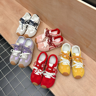 [Su Yinyin] 7cm inner height version ~ retro small crooked head mandarin duck shoelace casual shoes German training shoes women Forrest Gump shoes