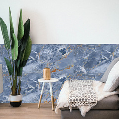 藍色簡約仿真大理石花紋水晶硬片瓷磚貼廚房浴室翻新改造防水貼紙