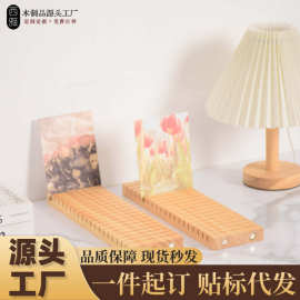 跨境木质名片架桌面生日贺卡祝福展示架唱片收纳架分格卡片照片夹