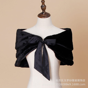 Three-layer lace-up plush shawl Cape autumn and winter bridal wedding shawl dress warm one-piece delivery