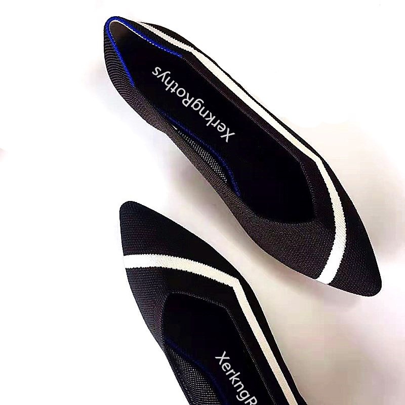 2024 Nouvelles chaussures simples en tricot peu profondes pour femmes Flywire Queen's Environmental Friendly_voghion.com