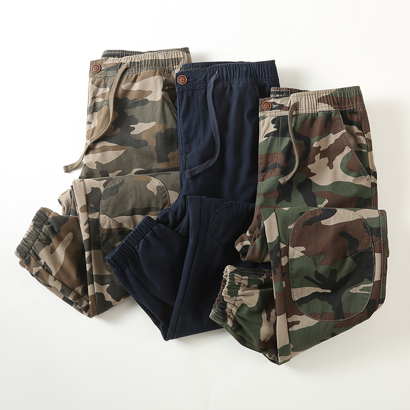 Winter New Arrival fleece-lined Camouflage Pants Men's Overalls Trendy Brand Loose Small Foot Sports Men's Casual Pants