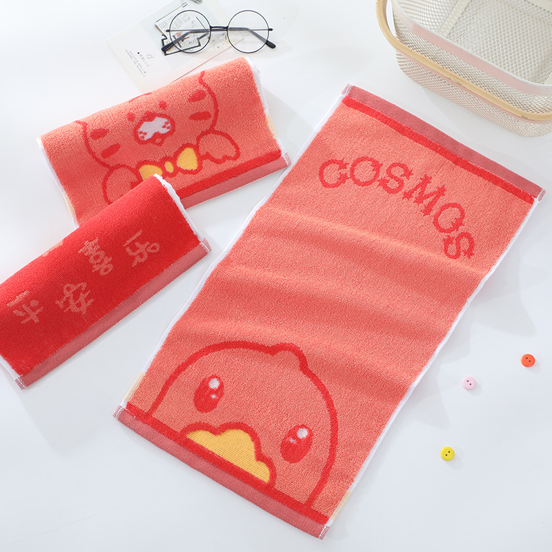 Wholesale 2024 New Cartoon Animal Red Towel Absorbent Thickened Children's Face Towel Home Bath Cotton Kids Towel