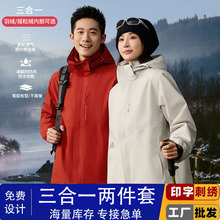 冬季冲锋衣男女定制logo工作服三合一可拆卸防静电防风工装厚外套