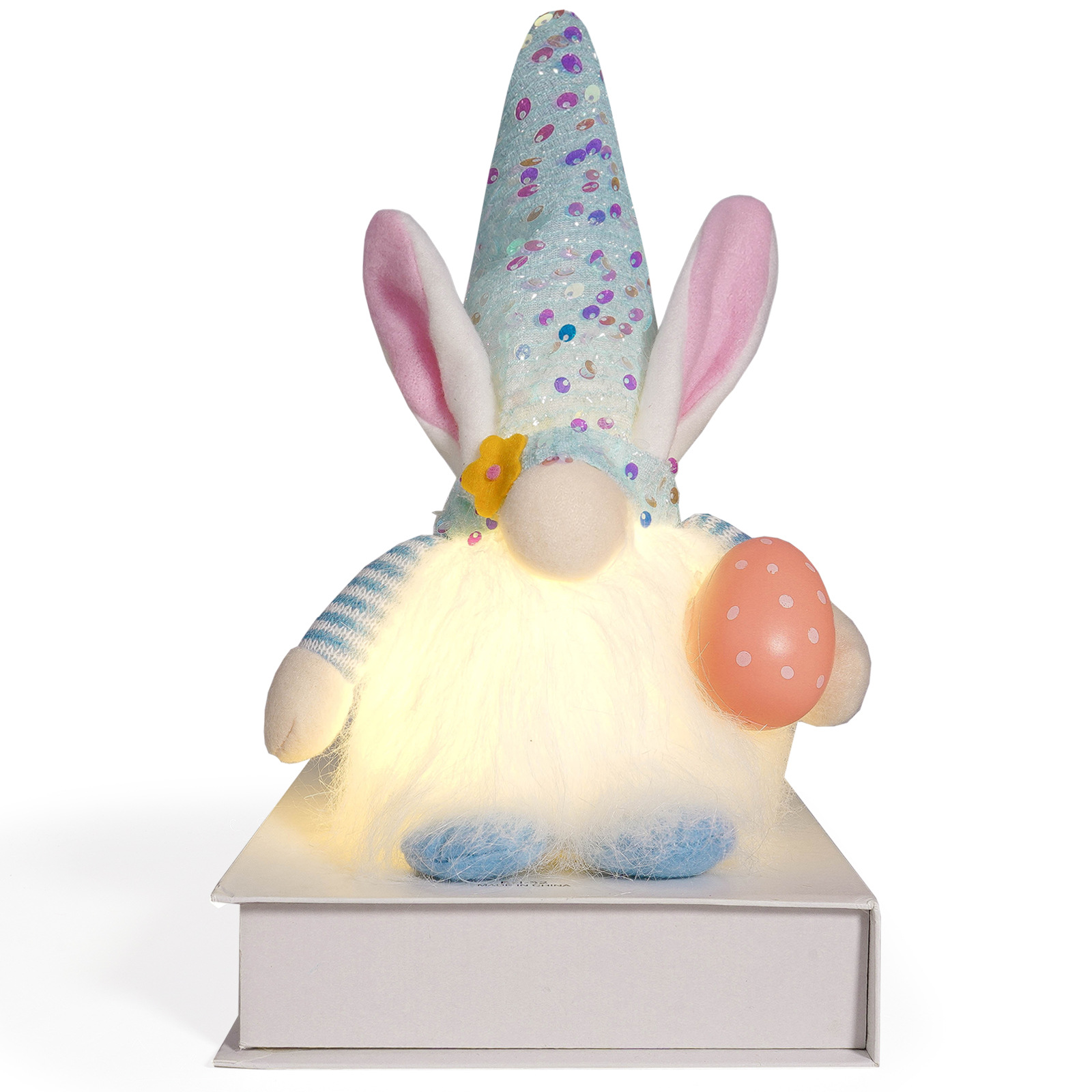 Nuevos productos transfronterizos de Pascua luminosa con lámpara conejo muñeca huevo esquinilla sombrero muñeca sin cara decoración