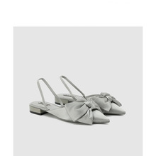 米卡 女鞋2022春季新款蝴蝶结包头凉鞋女粗跟尖头平底拖鞋潮