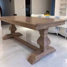美式实木做旧餐桌椅组合复古乡村长方形桌子法式客厅家用长桌饭桌