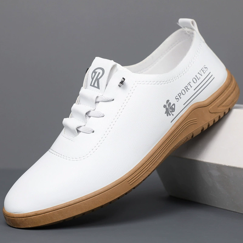 Новые мужские повседневные кожаные туфли простой и стильный педаль 2025 весенние туфли на открытом воздухе