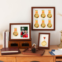 Medal Display Box Solid Wood Marathon 3D Stand Unicycle Storage Box Framed Badge Medal Picture Frame Display Stand
