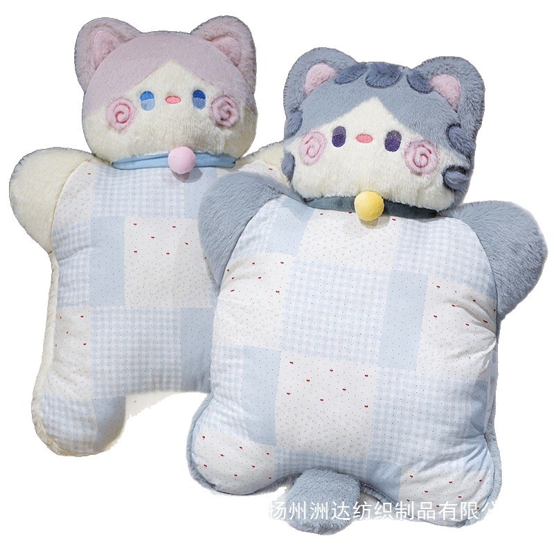 Cojín Almohada Calientamanos de Gato de Poliéster para Sofá y Dormitorio