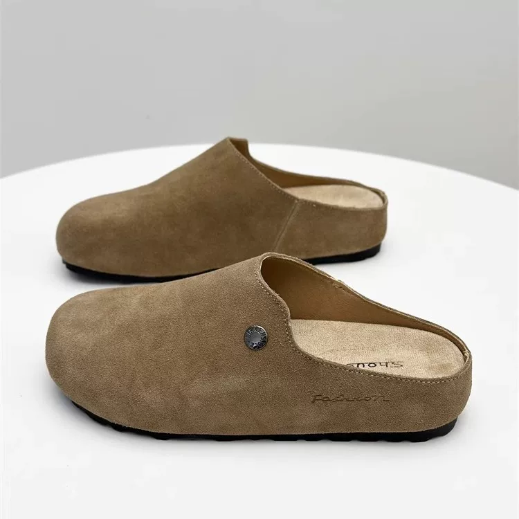 Мягкая кожаная версия ~ 2025 весна новые туфли Boken с толстой подошвой стиль плоской подошвы ленивый головной половень женщине