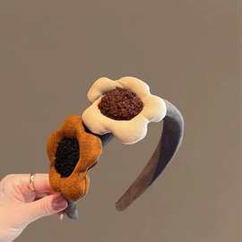 韩版花朵发箍女2024新款洗脸压发发卡秋冬高颅顶神器冬季海绵头箍