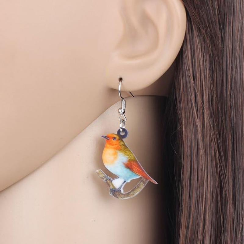 Acrylic Blue Titmouse Pendant Plastic Stone-free Pendant Earrings