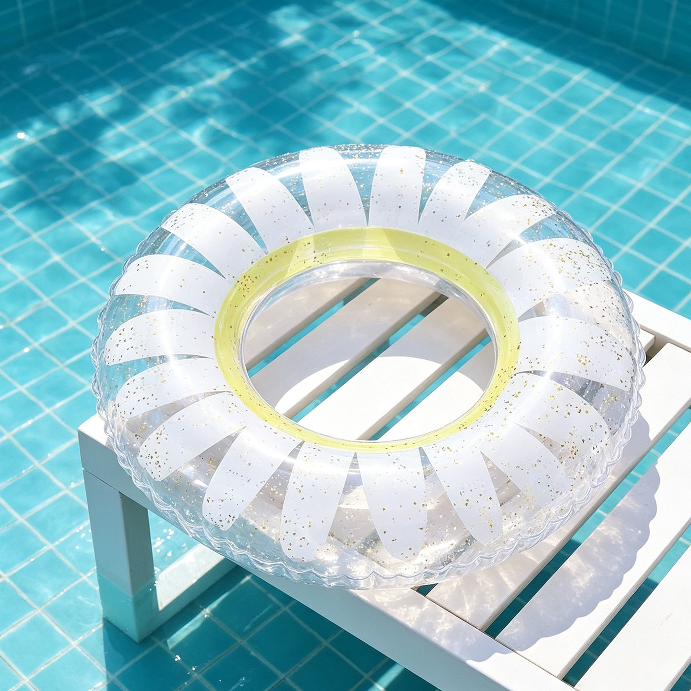 Red Daisy transparente anillo de natación de diafragma, anillo de natación infláble para adultos y niños, anillo de natación de piscina junto al mar