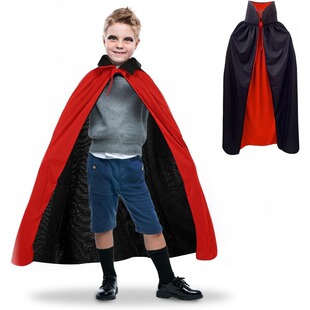 Black Red Children's Double-Sided Halloween Cloak Cape Small Collar Shawl Halloween Cosplay Costume