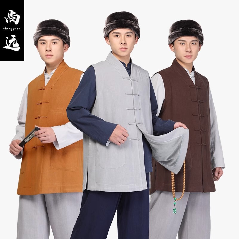 Shangyuan Winter Linen Fleece-Lined Vest Cotton and Linen Monk Clothes Jialan Coat Monk Clothes Monk Layman Clothes Autumn and Winter Shangyuan Winter Linen Fleece-Lined Vest Cotton and Linen Monk Clothes Jialan Coat Monk Clothes Monk Layman Clothes Autumn and Winter