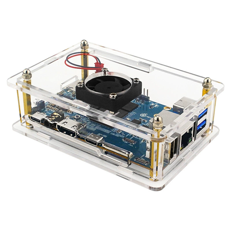 Orange Pi 5B transparent acrylic shell+fan wifi Bluetooth receiver Orange Pie 5 protective shell