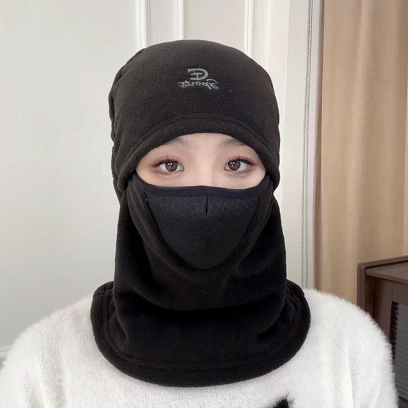 摇粒绒双层加绒加厚保暖套头帽透气一体面罩围脖骑行防风防寒帽子|undefined