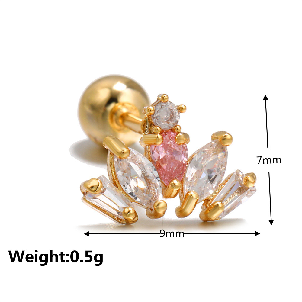 Geometry Series Flower Crown Ear Bone Stud Five-pointed Star Earrings display picture 9