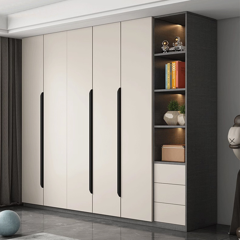 All Solid Wood Wardrobe for Home Bedroom Sliding Door Rental Room Simple Children's Storage Large Wardrobe