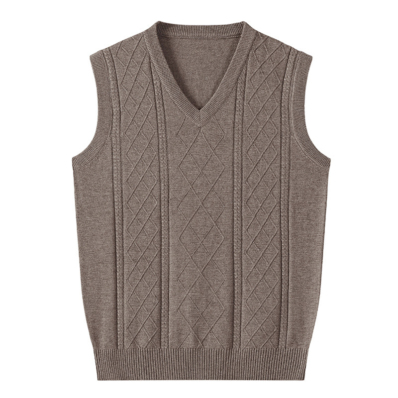 New Autumn and Winter Wool Vest Middle-Aged Men's Sleeveless Sweater Dad Plain Jacquard Wool Vest Factory Direct Sale New Autumn and Winter Wool Vest Middle-Aged Men's Sleeveless Sweater Dad Plain Jacquard Wool Vest Factory Direct Sale