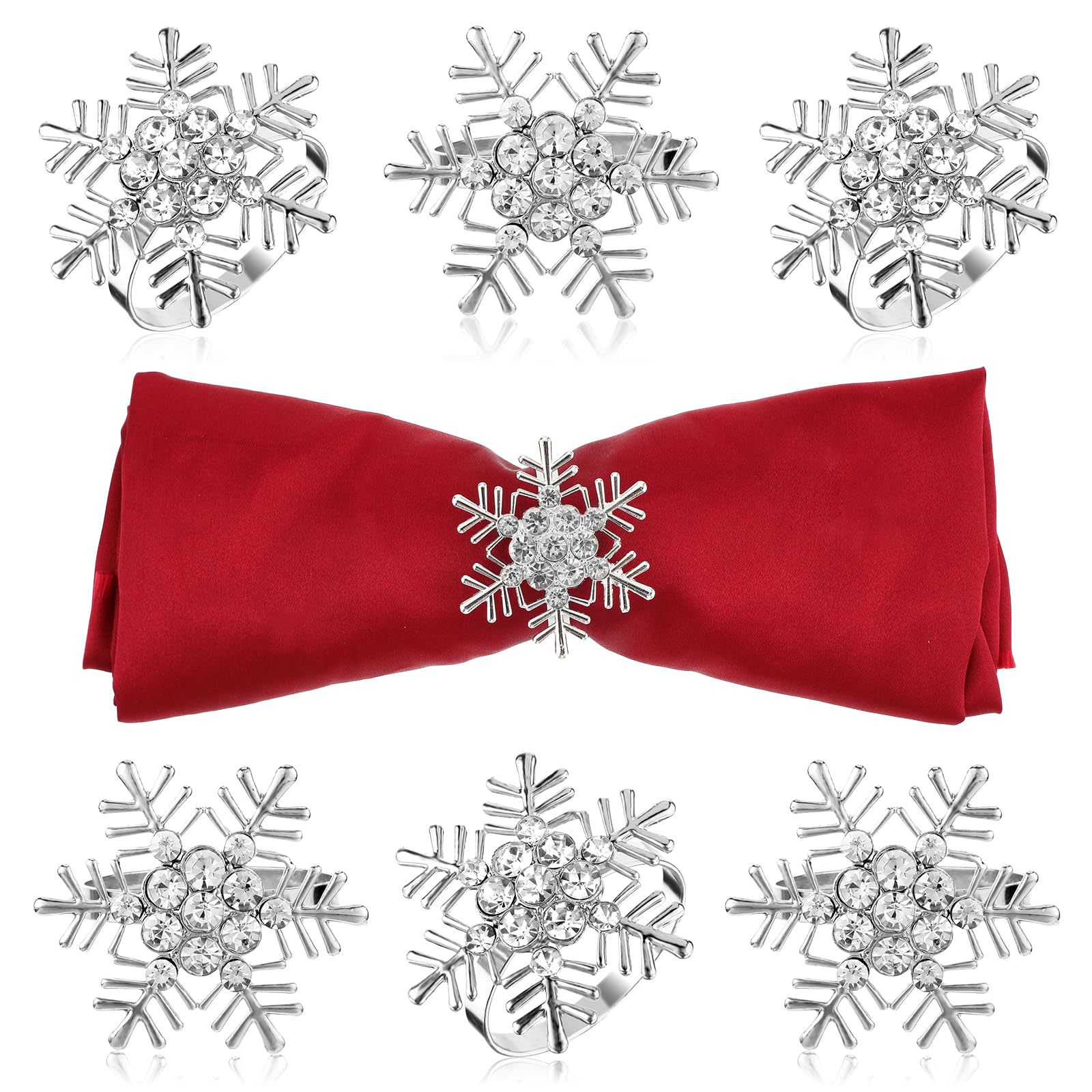 Cross-Border Metal Rhinestone Snowflake Christmas Napkin Ring Hotel Restaurant Table Setting Decorative Napkin Buckle Manufacturer Wholesale