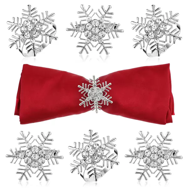 Cross-Border Metal Rhinestone Snowflake Christmas Napkin Ring Hotel Restaurant Table Setting Decorative Napkin Buckle Manufacturer Wholesale