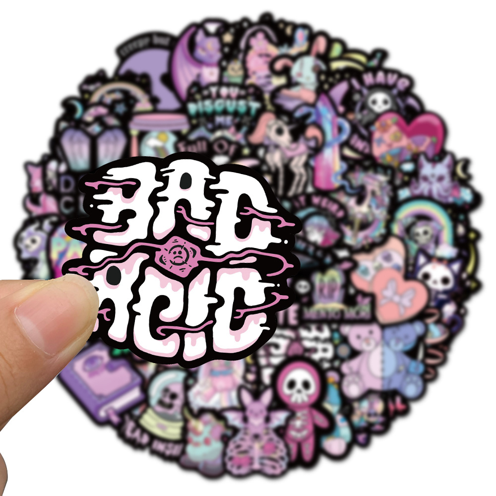 1 Set Quantity School Occasion PVC self-adhesive Material Halloween Festival 1 Set Heart Shape Skull School Halloween PVC Self-adhesive Cute Stickers