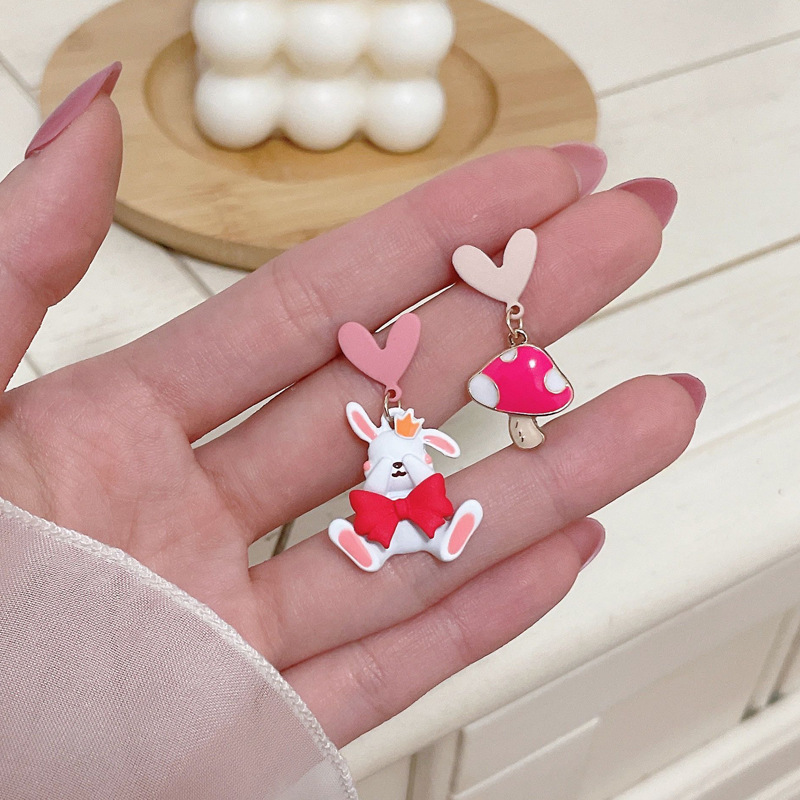 Cute Style Love Mushroom Rabbit Earrings Soft Cute Earrings display picture 9