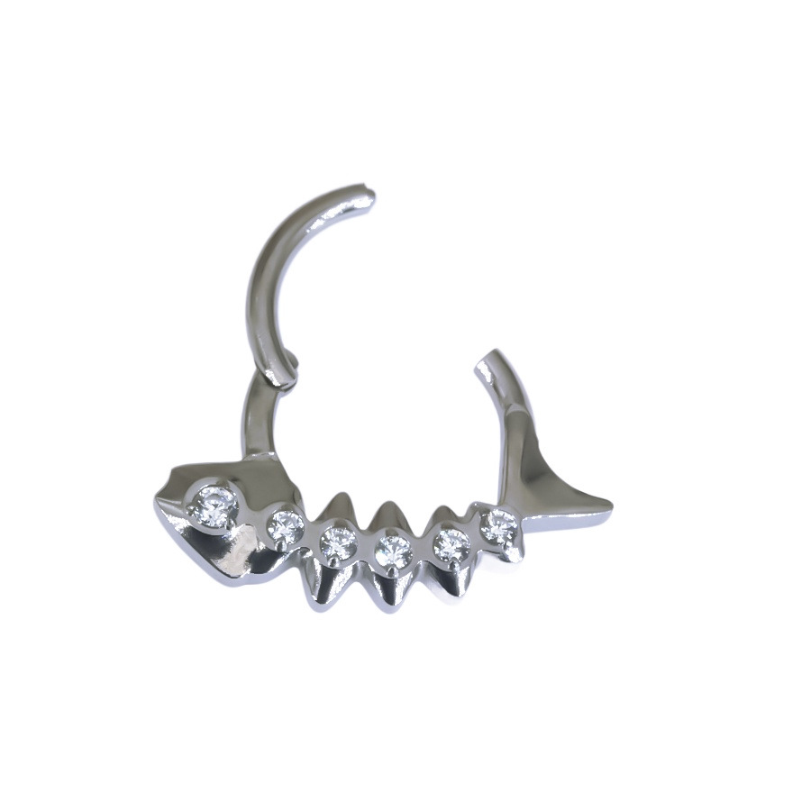 Titanium Diamond Fishbone Nose Piercing Stud Jewelry_voghion.com