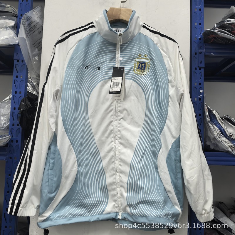 高品質パリフランスマン L ロイヤルレトロ刺繍肥厚ジッパー防雨ウインドブレーカーサッカーユニフォームファン|undefined