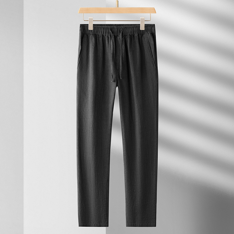 Linen Pants for Men, Summer Thin Ramie Trousers, Men's Casual Pants, Solid Color Loose Straight Pants 616 Breathable