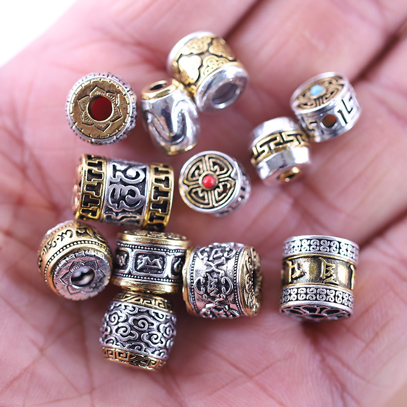 チベット白銅花びらビーズ手作り diy ビーズブレスレットトップビーズネックレスペンダントアクセサリー|undefined