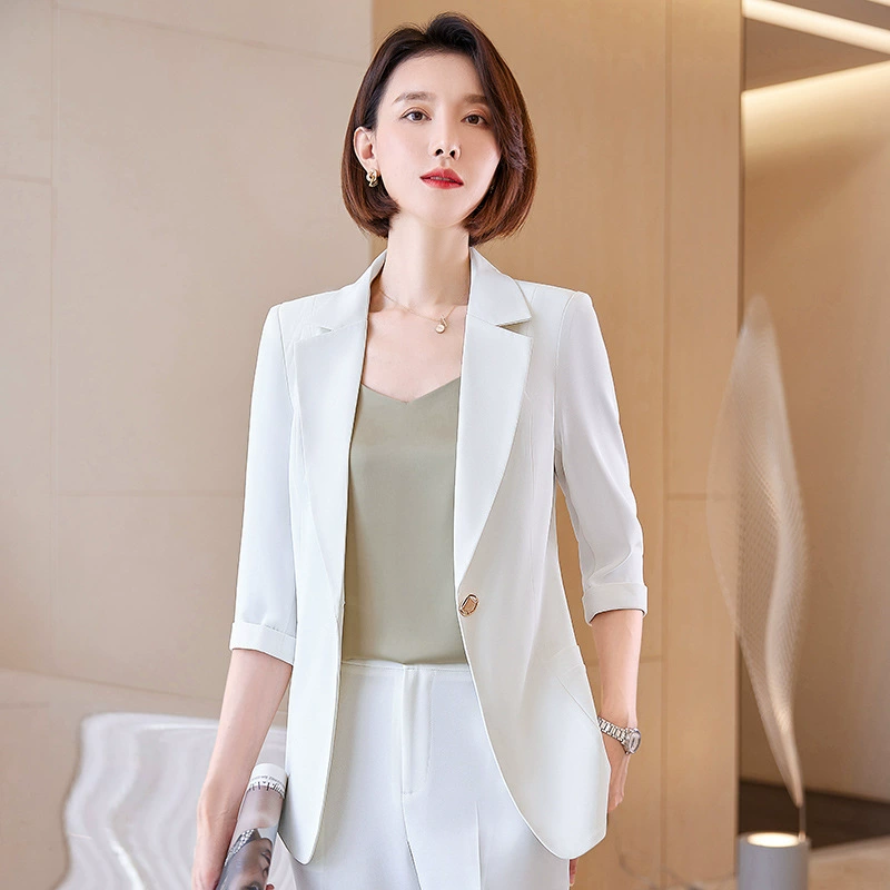 Blue spring summer thin classic suit jacket for leisure, high-end, for teenagers