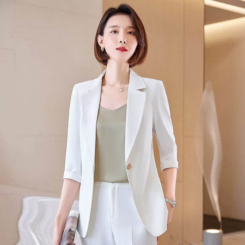Blue spring summer thin classic suit jacket for leisure, high-end, for teenagers