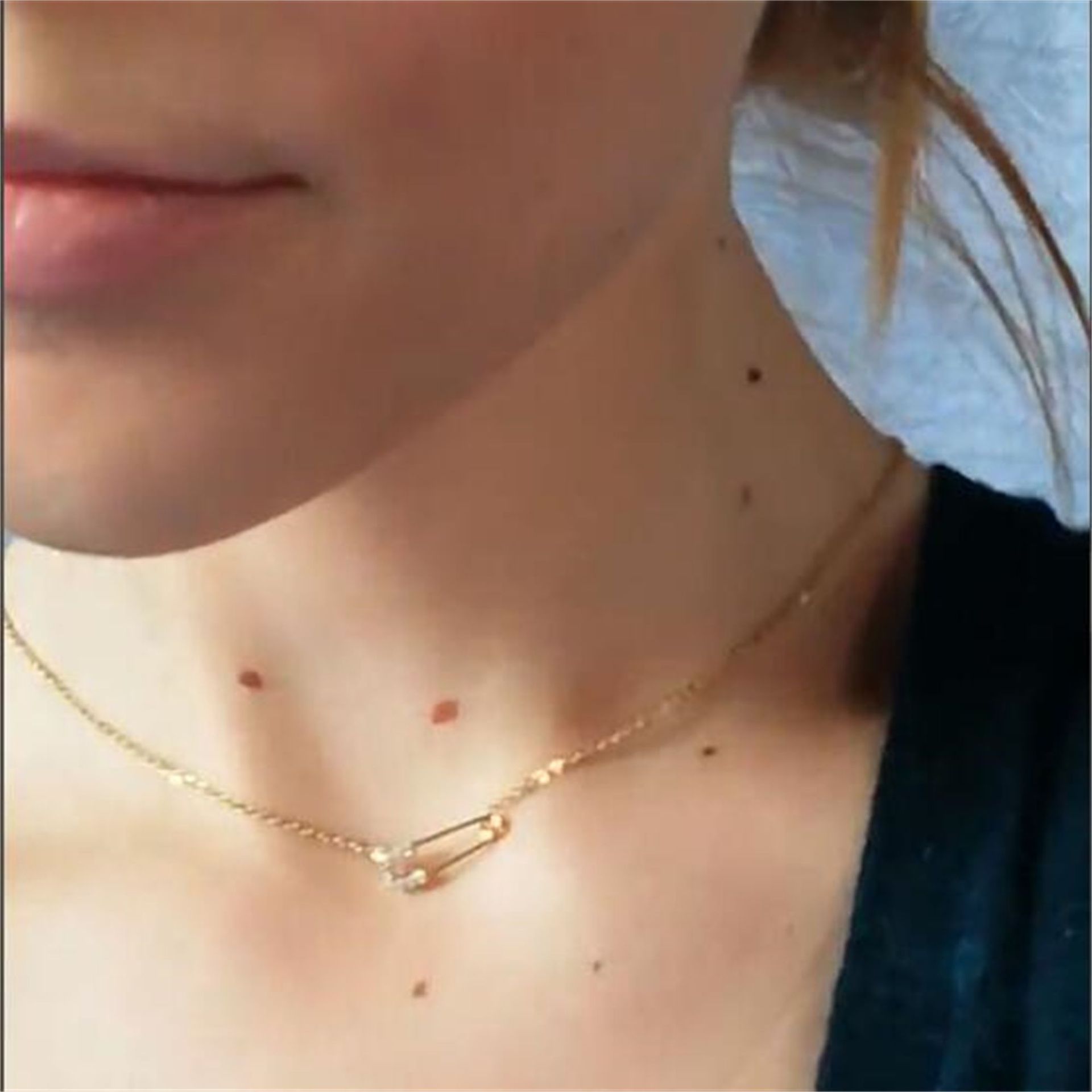 Fashion Paper Clip Copper Necklace Artificial Rhinestones Copper Necklaces