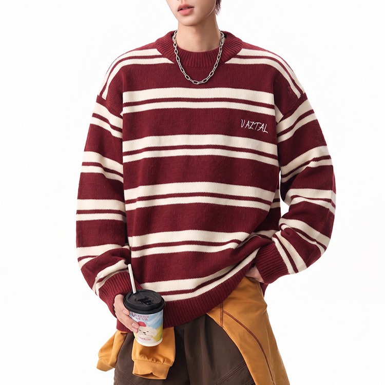 Color-blocked striped sweater for men, autumn and winter, Japanese style, casual retro knitwear, trendy brand, suitable for couples, pullover jacket Color-blocked striped sweater for men, autumn and winter, Japanese style, casual retro knitwear, trendy brand, suitable for couples, pullover jacket