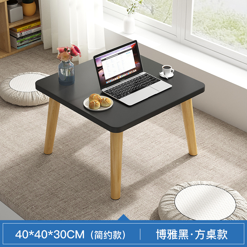 블랙 브러시드 심플 스퀘어 모델 [직경 40*40*30] 원목 다리