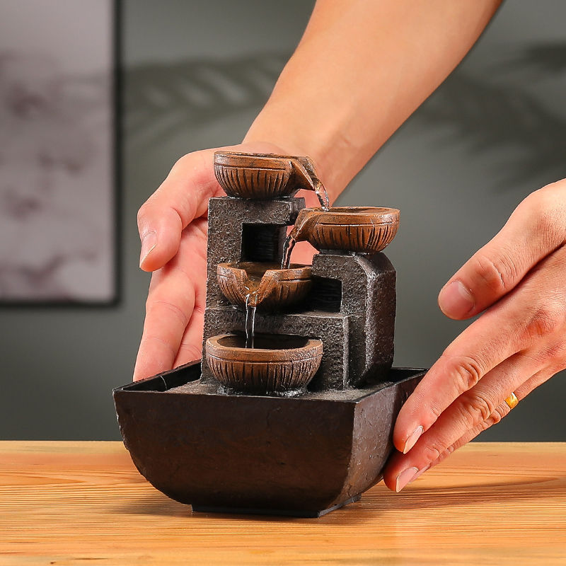 Lucky Automatic Flowing Water Ornaments Circulating Water Chinese Coffee Table Office Small Ornaments Desktop Living Room Home
