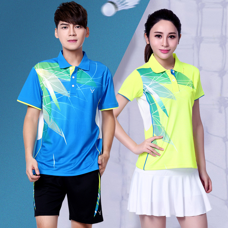 Quick-Drying Badminton Suit Women's Tennis Table Tennis Jersey Lapel Men's Summer Short-Sleeved Sports Team Uniform Custom-Made