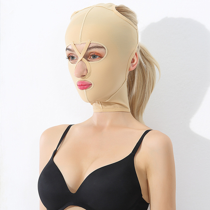 糸彫り術後ヘッドギア、フルフェイスリフト、顔の脂肪吸引後の引き締め、二重あごのリフトアップ用の整形外科用弾性フルフェイスマスク|undefined