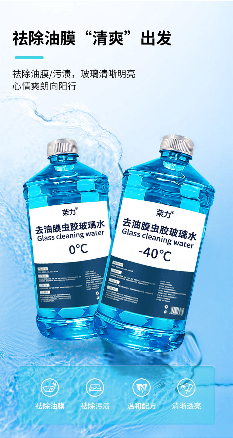 Car windshield washer fluid, powerful oil film and insect residue remover, summer decontamination, strong wiper fluid, winter anti-freeze, suitable for all seasons