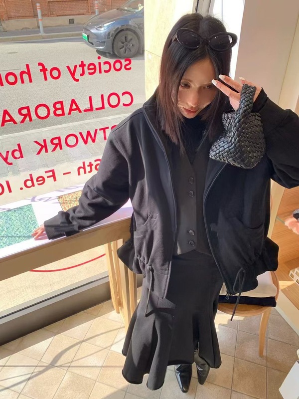 秋日松弛感清纯连帽卫衣外套女首尔风氛围感素穿搭收腰上衣ZHP10|undefined