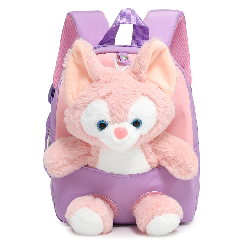Mochila de dibujos animados para niños nueva mochila de jardín de infantes zorro rosa muñeca de peluche mochila bolsas de juguetes de peluche