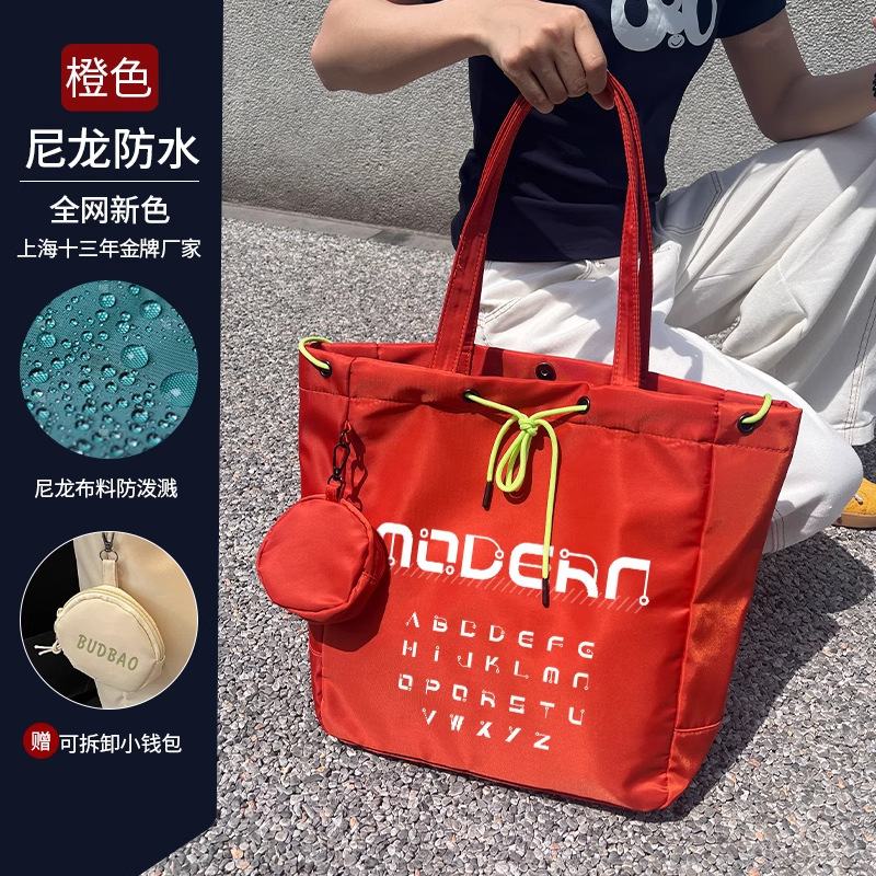 森馬ナイロンキャンバスバッグカスタムロゴ手提げキャンバスバッグトートバッグナイロン防水カバンワンショルダー学校ギフト|undefined